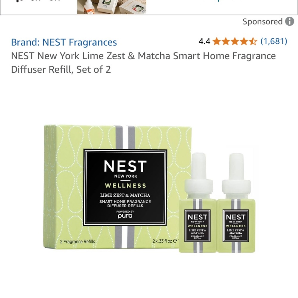 NEST Fragrances Lime Zest & Matcha Diffuser Refill Set